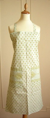 French Apron, Provence fabric (Marat d'Avignon / manoir. green) - Click Image to Close